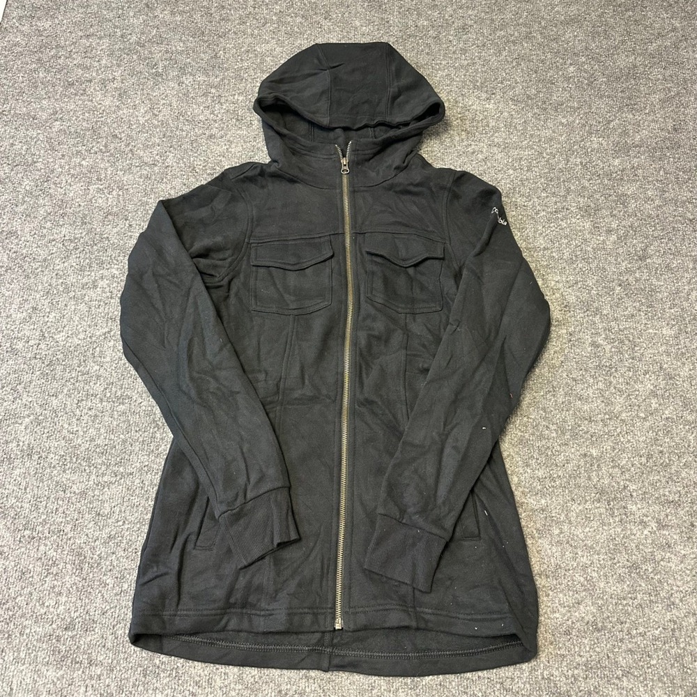 Columbia Hoodie Womens Size XS Black Full Zip Utility Cargo Pocket Cotton Blend